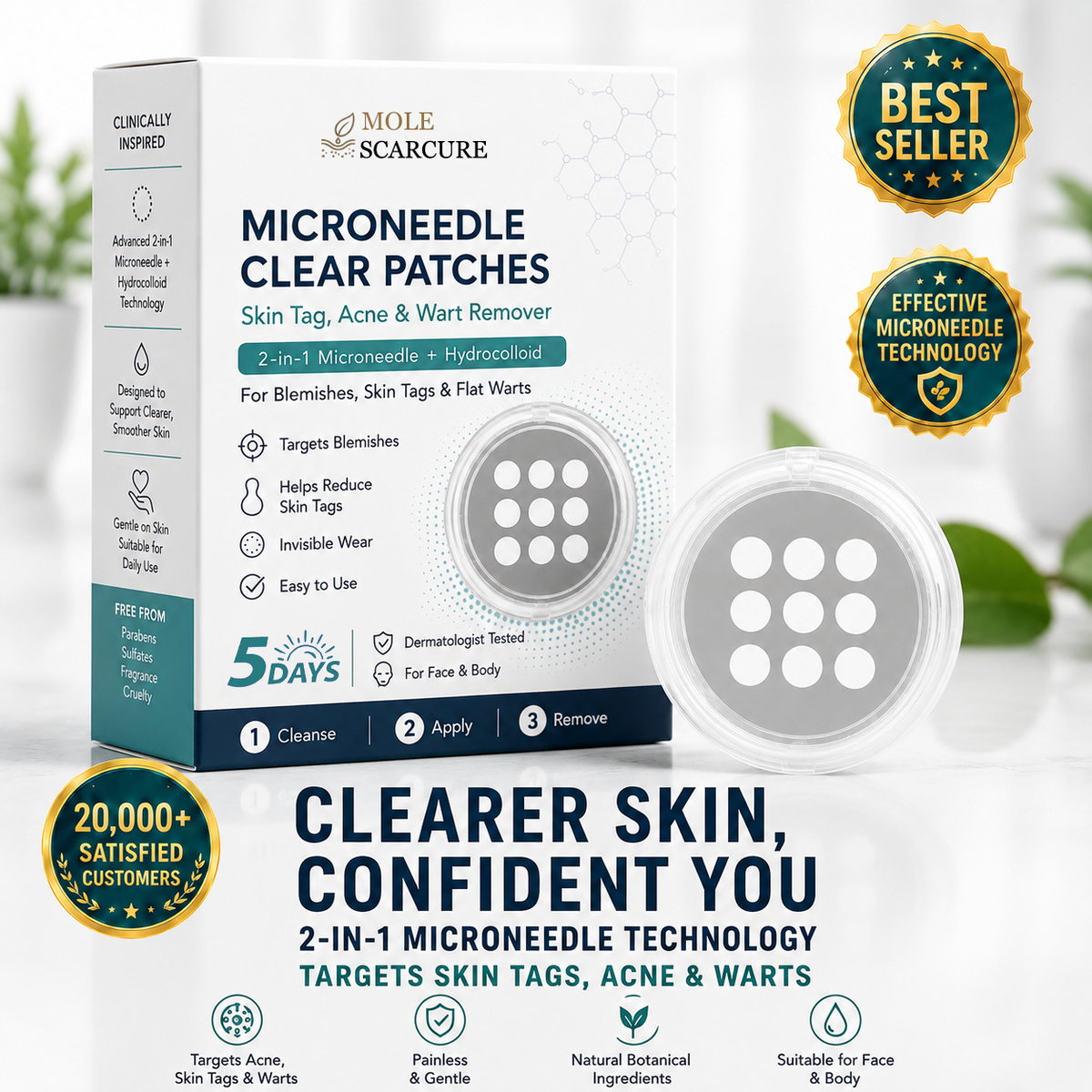 Molescarcure 2-in-1 Microneedle & Hydrocolloid Patch🍀